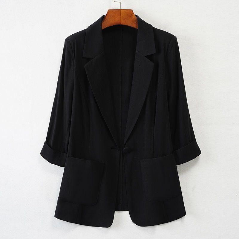 Short Summer Blazer for Women, Korean Style, Slim Fit, Plus Size, Three-Quarter Sleeves, Thin Casual Sun Protection Jacket Short Summer Blazer for Women, Korean Style, Slim Fit, Plus Size, Three-Quarter Sleeves, Thin Casual Sun Protection Jacket