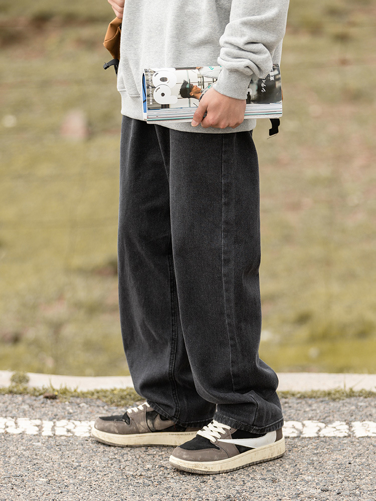 Hanlu Xingangfeng jeans para hombre para hombre 2025 primavera nuevo color sólido lavado recto ins pantalones de tendencia