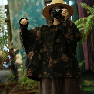 Winter New Style Luogu Mud Retro Pure Cotton Lapel Plate Button Pullover Loose Short Cotton Coat 2125 Fulan