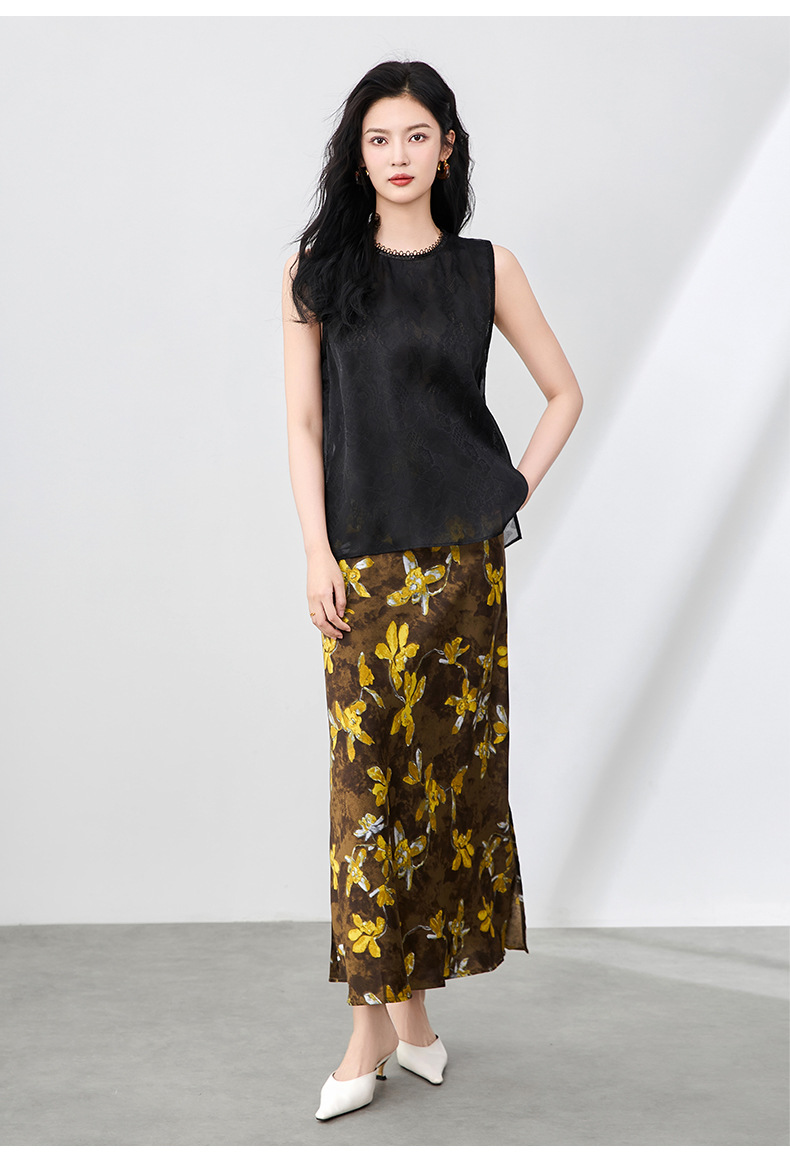 Áo hai dây organza ren cổ tròn phong cách thanh lịch mùa hè — Màu đen chi tiết 12