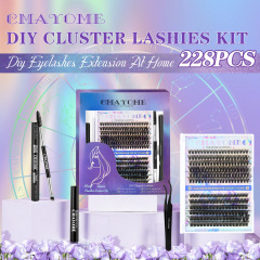 跨境熱熔單簇DIY分段假睫毛30+40D套盒大容量單簇假睫毛禮盒套裝