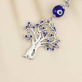 新款外贸土耳其蓝色眼睛钥匙扣evil eye生命之树钥匙扣包包挂件女