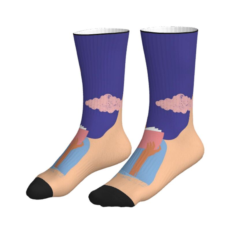 Pod Printed Cross-Border Cloud-Themed Reading Girl Versatile Mid-Calf Socks Pod Printed Cross-Border Cloud-Themed Reading Girl Versatile Mid-Calf Socks