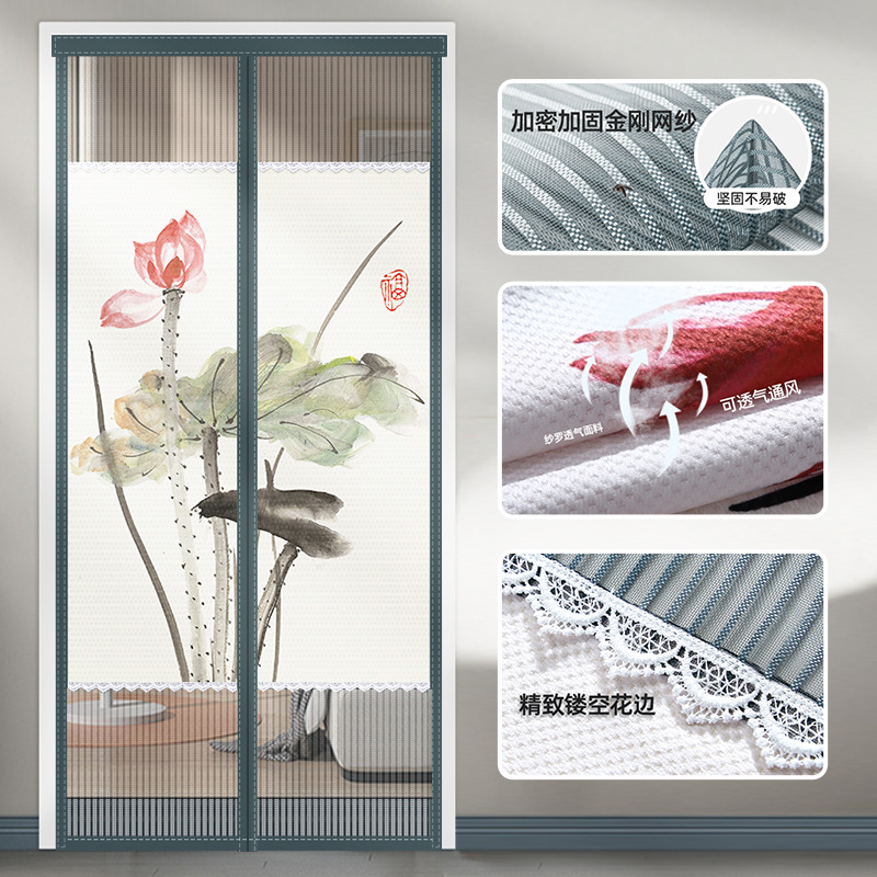 2025 nuevo verano cortina de mosquitos magnética velcro autoadhesivo sin perforación puerta de dormitorio doméstica cortina de puerta de bloque de puerta