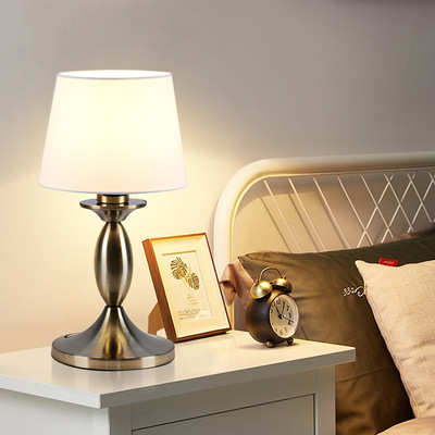 美式台灯 床头灯客厅氛围灯 简约怀旧温馨浪漫卧室床头柜装饰台灯|ru