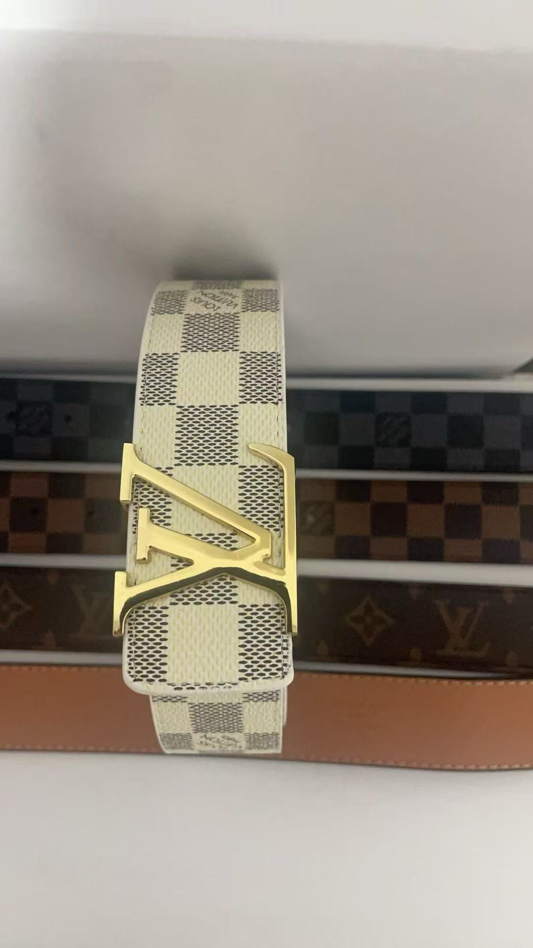 White grid gold buckle / 100cm