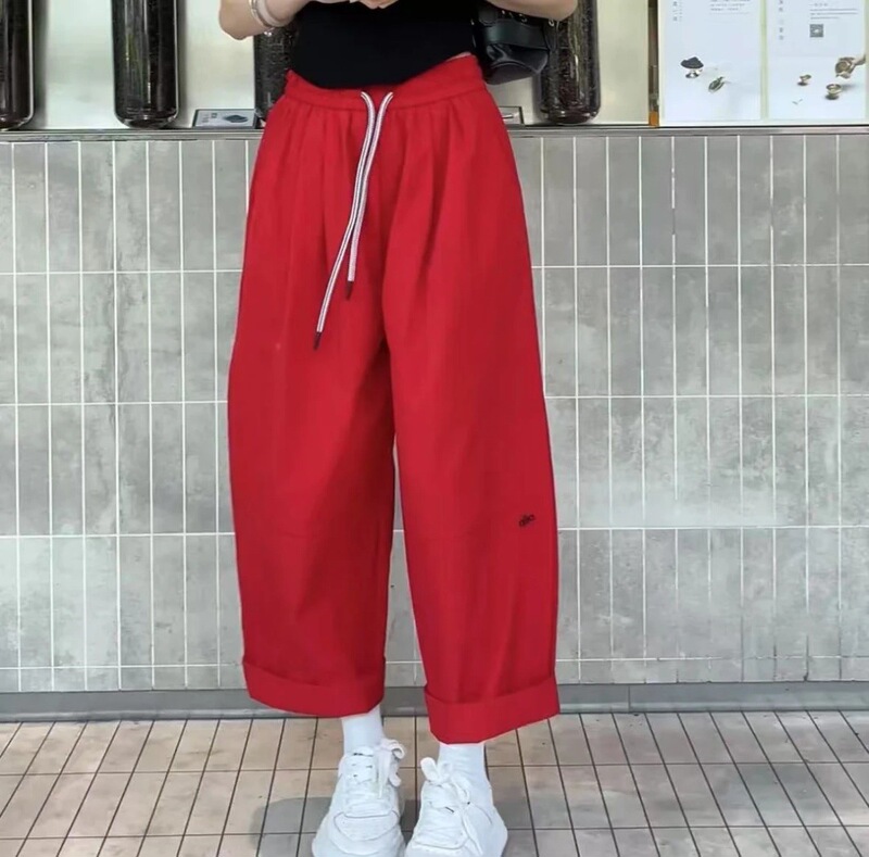 韓国風ファッションハイウエストカジュアルパンツ夏の新作ゆったり痩身万能薄手9点パンツワイドパンツ|undefined