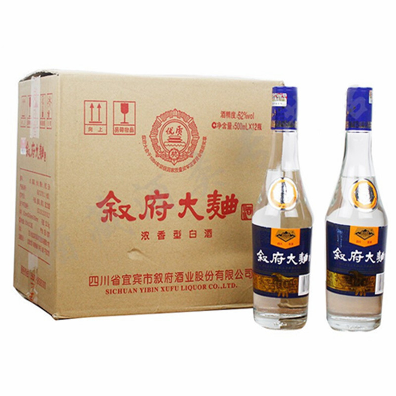叙府大曲 川酒十朵小金花,:浓香型优级纯粮酒52度500ml