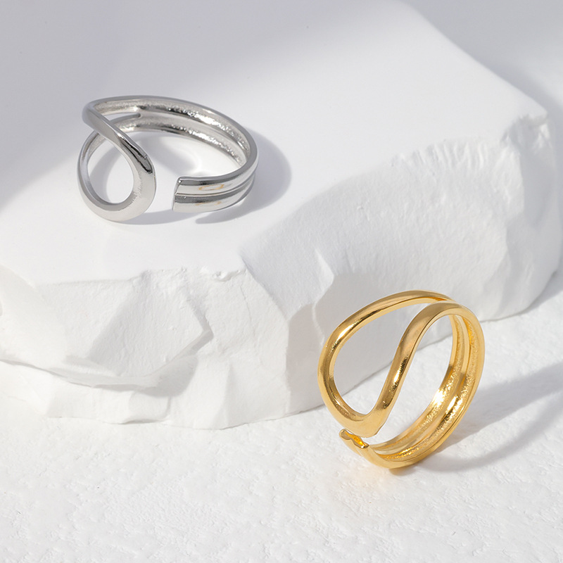 Fashion Solid Color Stainless Steel Open Ring 1 Piece