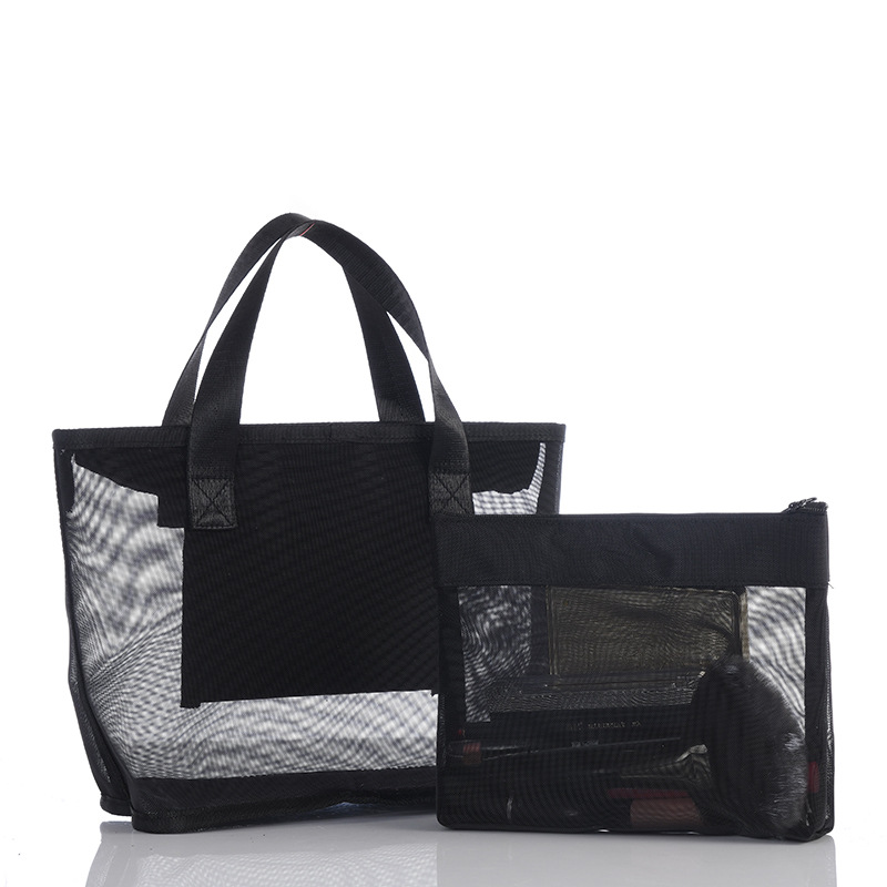 Bolsa de almacenamiento de malla transparente, bolsa de aseo portátil de viaje, bolsa organizadora de artículos diversos de malla de nailon, entrega directa del fabricante. image 30