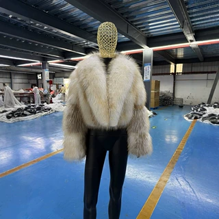 跨境冬季仿皮草外套女时尚加厚保暖高品质狐狸毛翻领短款毛毛女装