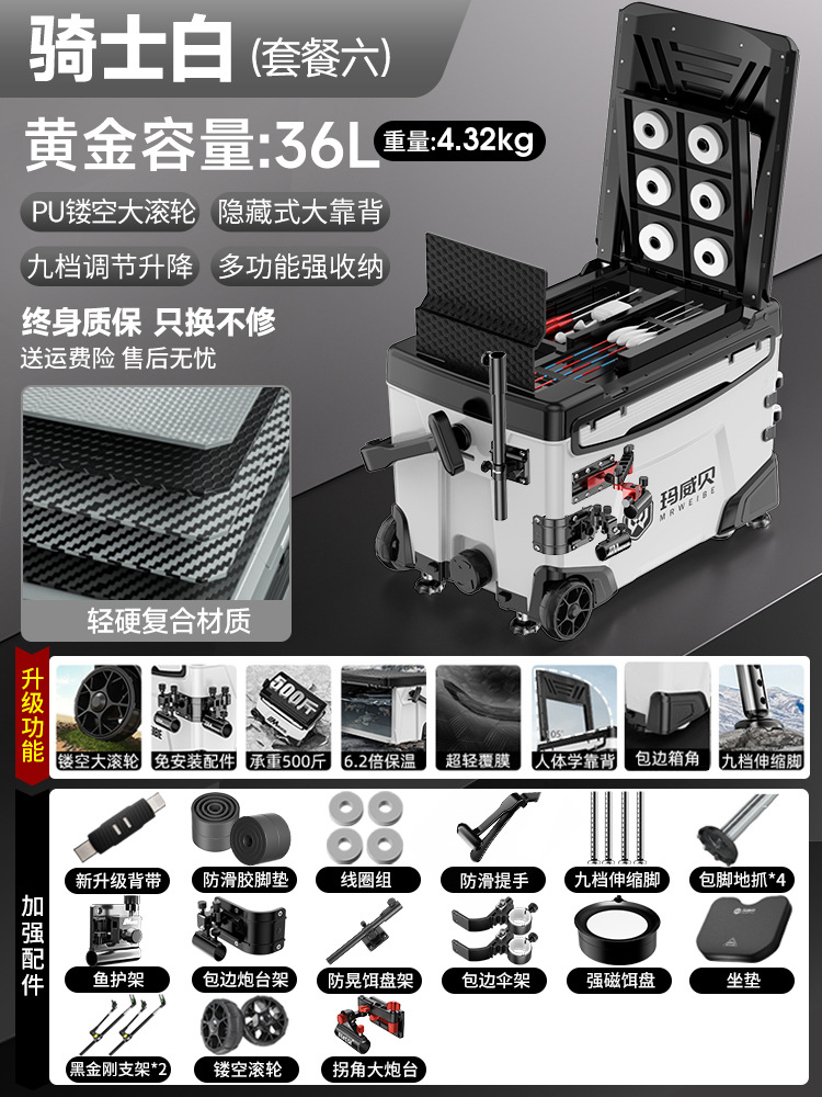 Caja de pesca completa nueva caja de pesca multifuncional ultra ligera de 36 litros, caja de pesca especial de pesca de Taiwán, caja de pesca salvaje, equipo de pesca.