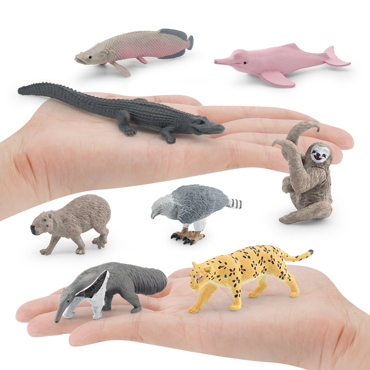 Transfronteriza simulación delfín cocodrilo carpincho cuerno talla perezoso oso America Tigre sudamericano modelo animal adornos estáticos
