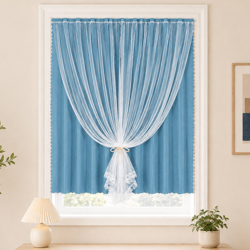 Cerradura especial sin agujeros cortina de velcro ventana flotante cortina autoadhesiva de alquiler cortina simple