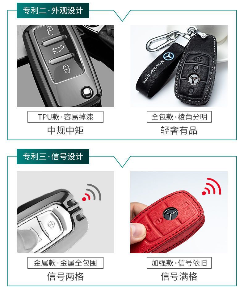 20 Mercedes-Benz E-Class C- Class Key Cover e300l/c200l/c260l/a200l Leather glc260l Car Bag Buckle