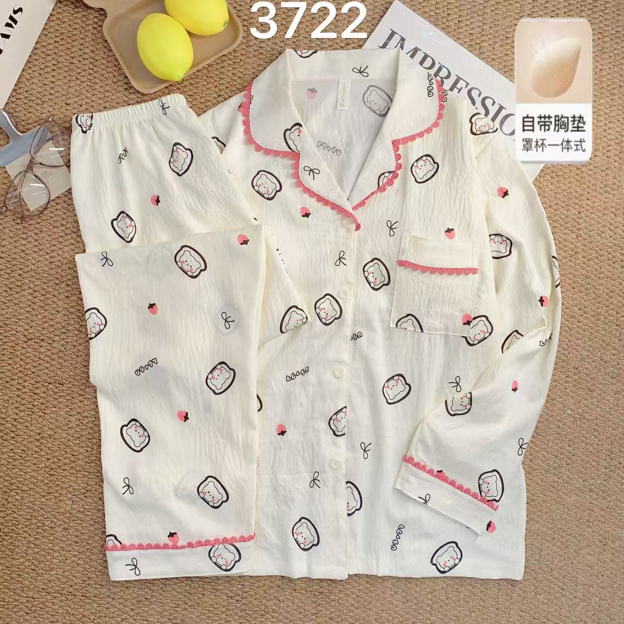 Algodón suave al por mayor transfronterizo nube nuevo pijama de mujer de verano pantalones cortos de mangas cortas estudiantes cardigans delgado cubierta de ropa para el hogar