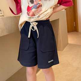 夏季短裤男女儿童新款中大童洋气宽松字版时尚百搭运动休闲短裤子