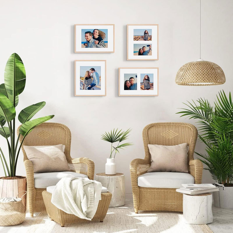 Marco de fotos de madera maciza decoración marco de fotos moderno decoración creativa montado en la pared pintura decorativa dormitorio fresco simple abstracto