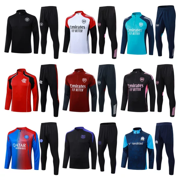 2627 New Model Club Arsenal Barcelona Real Madrid Long-Sleeve Training Suit Set Warm-Up Sweat-Absorbing Trendy Style Same Model