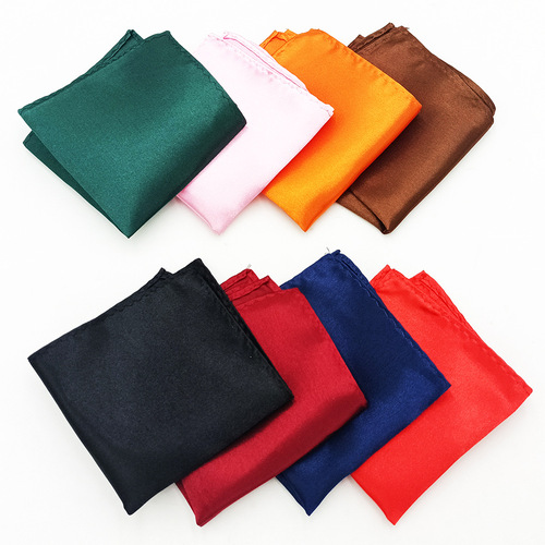 Manufacturer men's suit pocket square solid color glossy polyester silk square scarf handkerchief multi-color optional