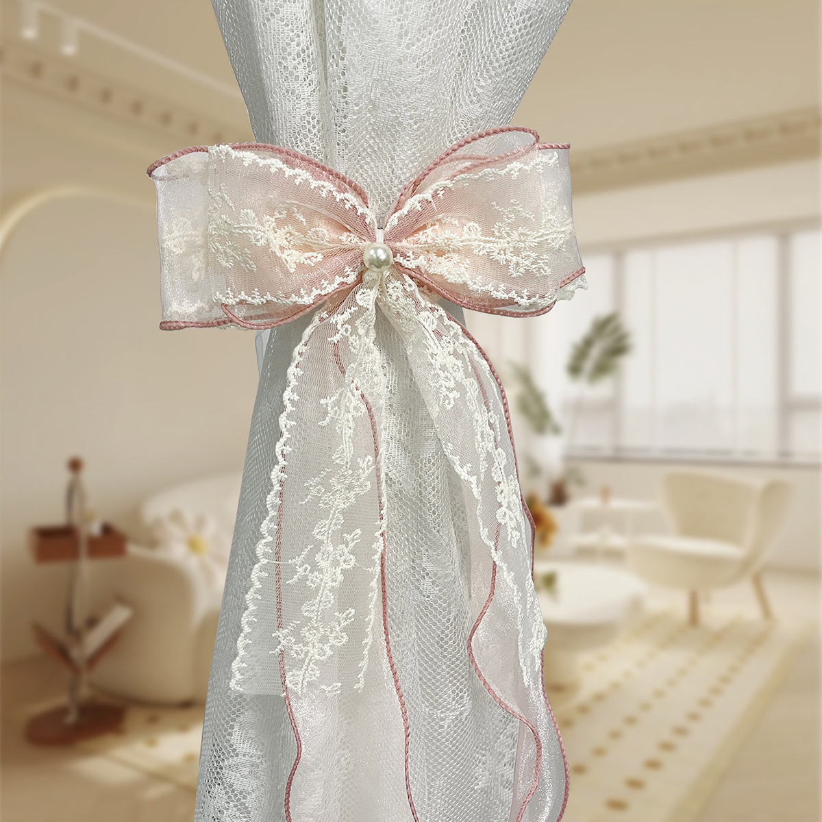 Nuevo arco de encaje transfronterizo doble cortina de cortina correa de ventana de sala de estar correa de cortina SHEIN en stock