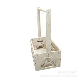 家用木质婴儿用品收纳篮实木带手柄婴儿衣物收纳箱衣物玩具储物架