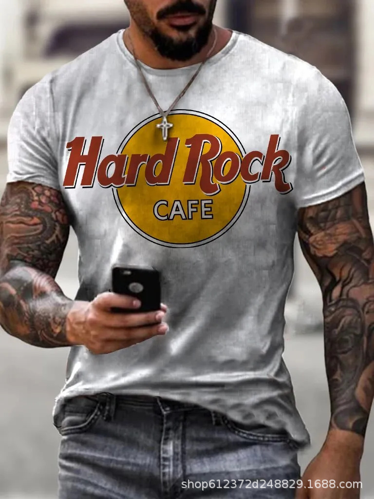 Fabricante de la fuente de los hombres de la camisa de manga corta de la calle Nueva Venta caliente de comercio electrónico transfronterizo camiseta impresa 3D arte flexible