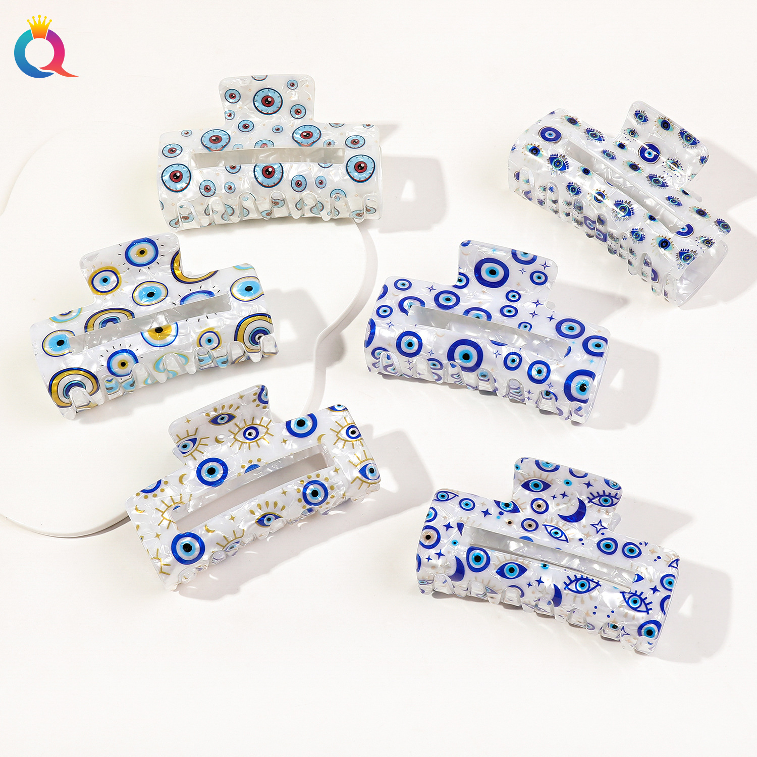 50g Weight Hair Claws Hair Accessories Type 1 Piece Quantity Casual, Daily Occasion Plastic Material Devil's Eye Pattern Women's Gender Retro, Simple Style Style Women's Retro Simple Style Devil's Eye Plastic Hair Claws 无