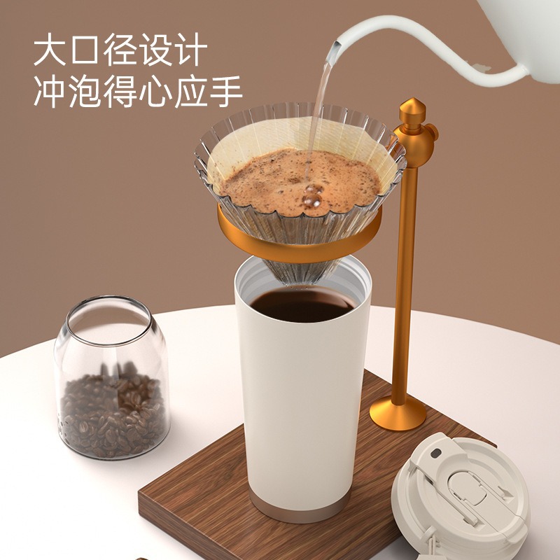 双饮吸管咖啡杯316不锈钢高颜值无缝陶瓷保温杯随行杯子礼品刻字
