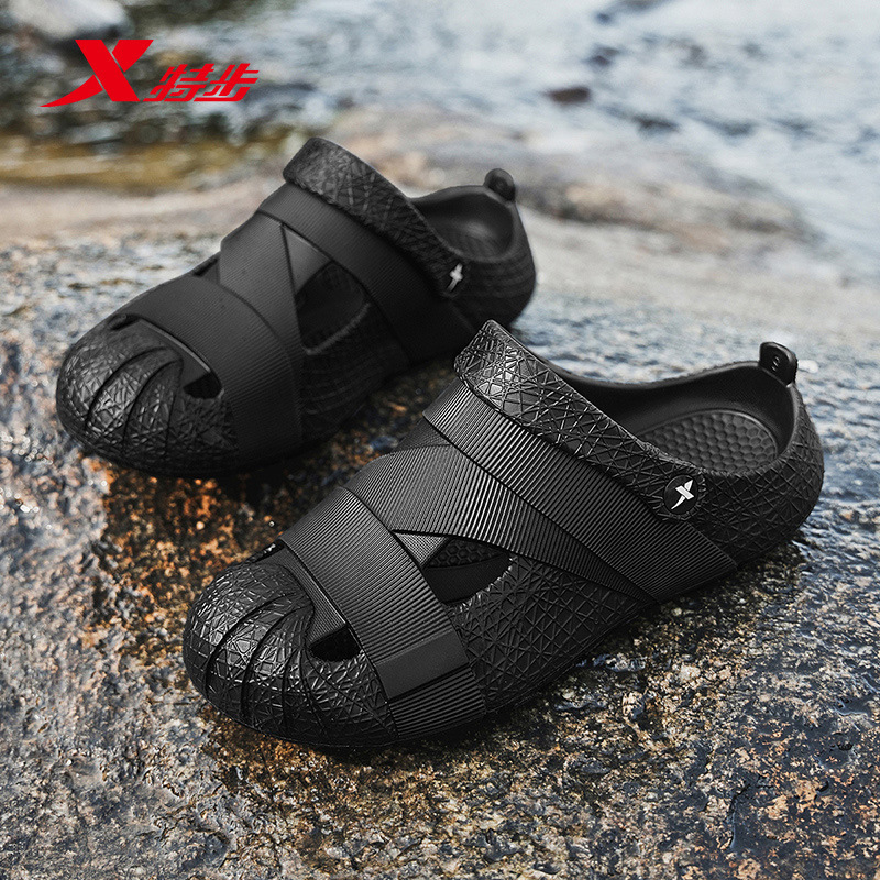 Xtep Croc Shoes メンズ 夏 アウター 滑り止めスリッパ 両用 スポーツ ウェーディング ビーチサンダル|undefined