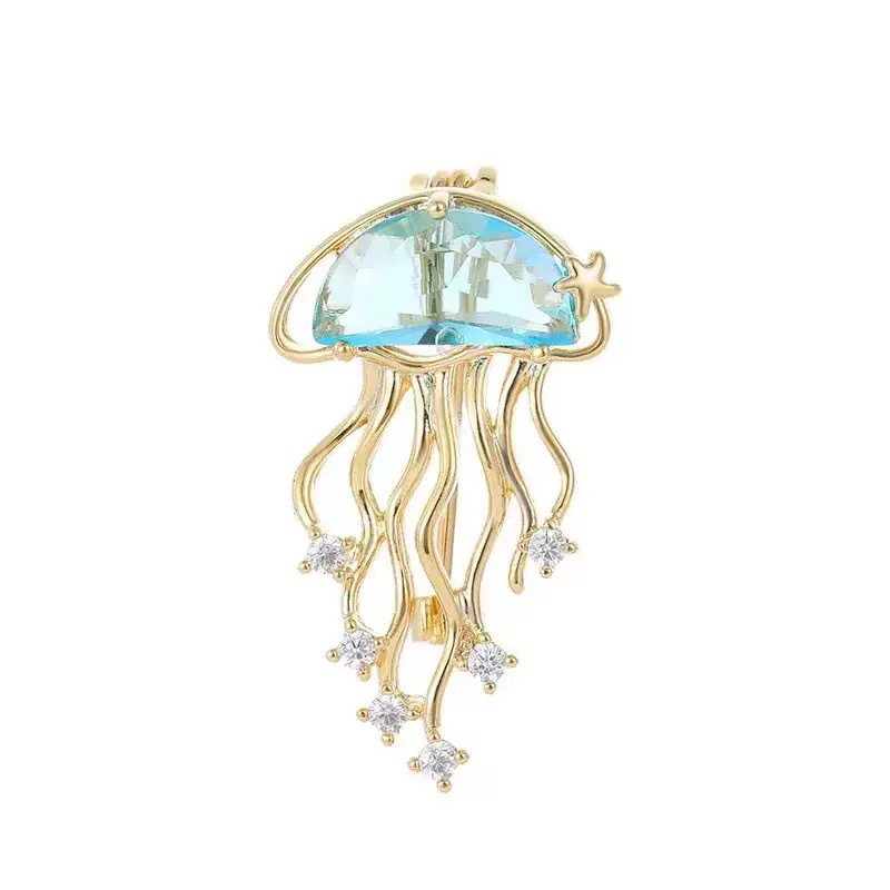 Ozean Quallen Brosche Für Damen, Elegante Sicherheitsnadel Anstecker_voghion.com