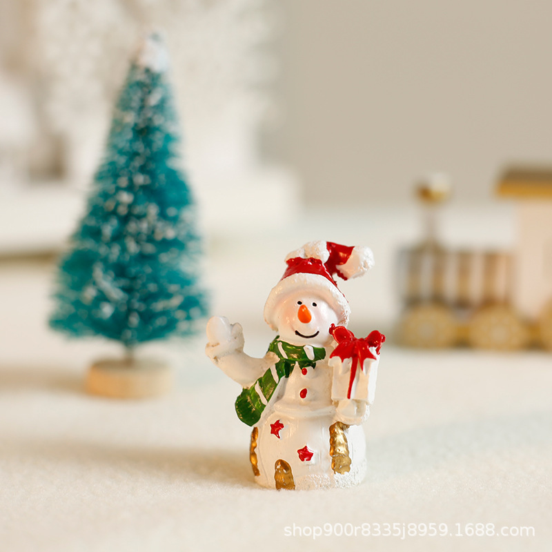 サンタクロース公仔ヘラジカ雪だるま樹脂小置物クリスマス装飾品砂盤微景観ミニ置物|undefined