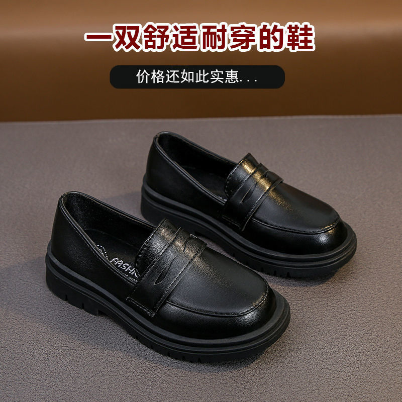 Black autumn trend shoes English style for students for boys