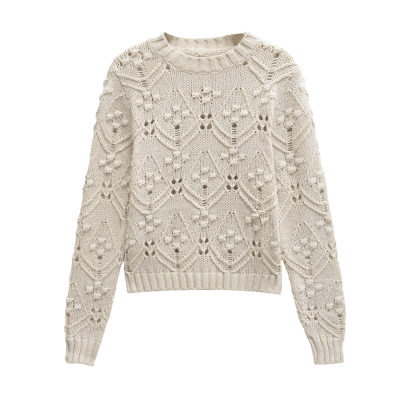 Women's Fashion Hollowed-out Round Neck Knitted Sweater