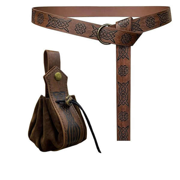 Brown sword pattern small bag set