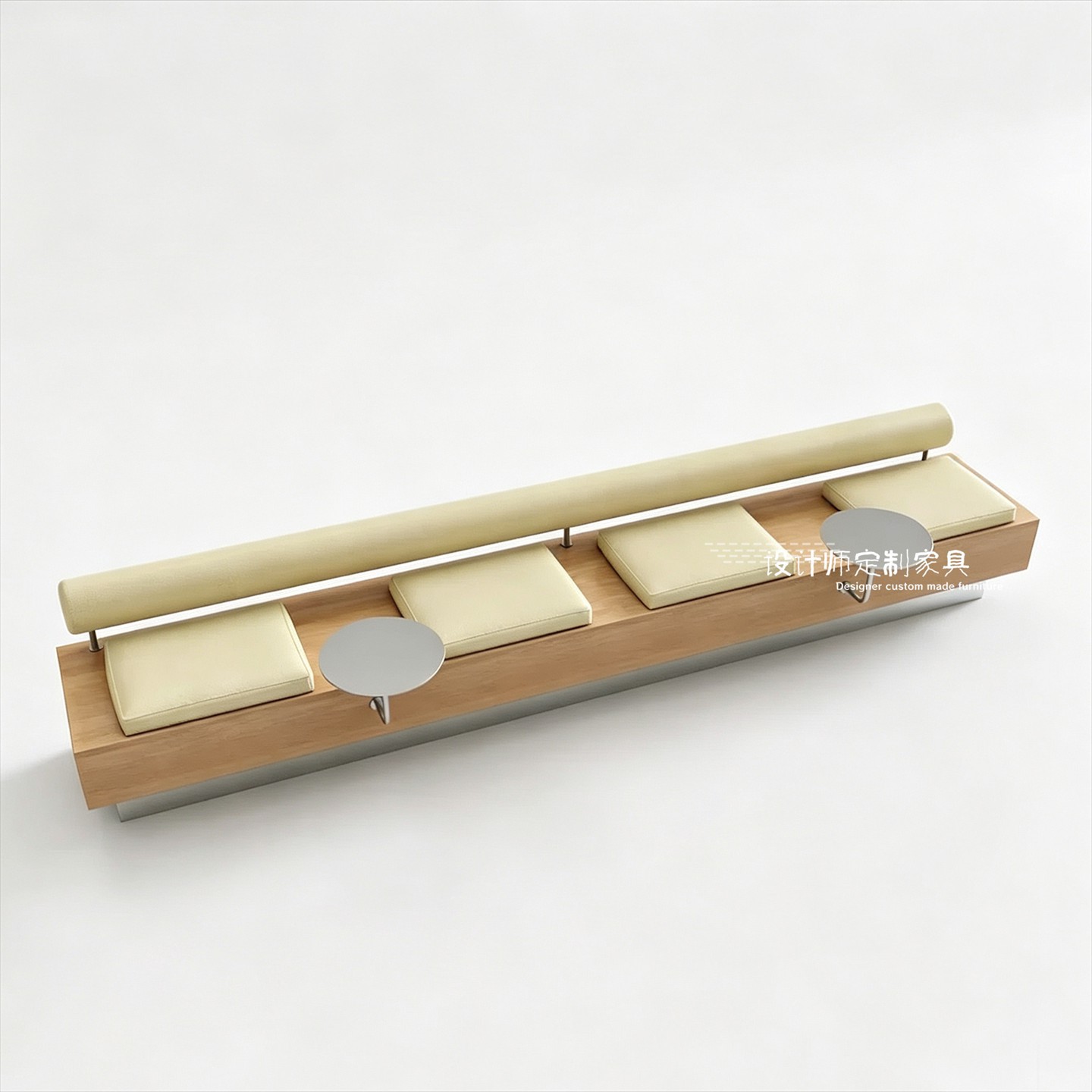 Modern minimalist wooden booth seating for milk tea shops and cafes, multi-seater commercial chair for bank reception areas