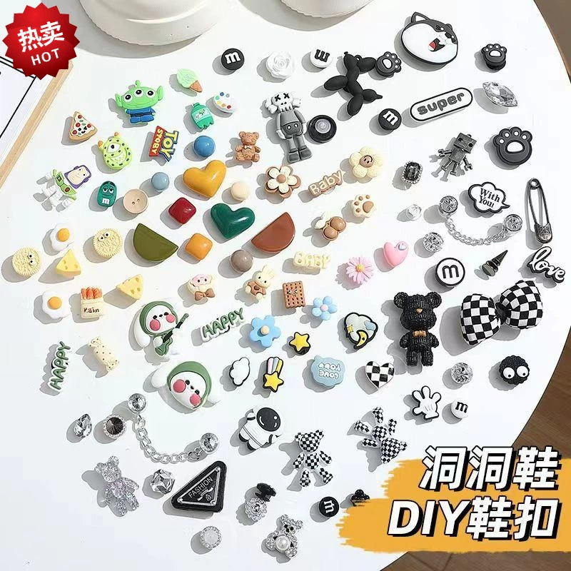 Аксессуары для пещерных туфель женские милые пуговицы diy обувь цветы аксессуары декоративные съемные мультфильм пуговицы милые ins