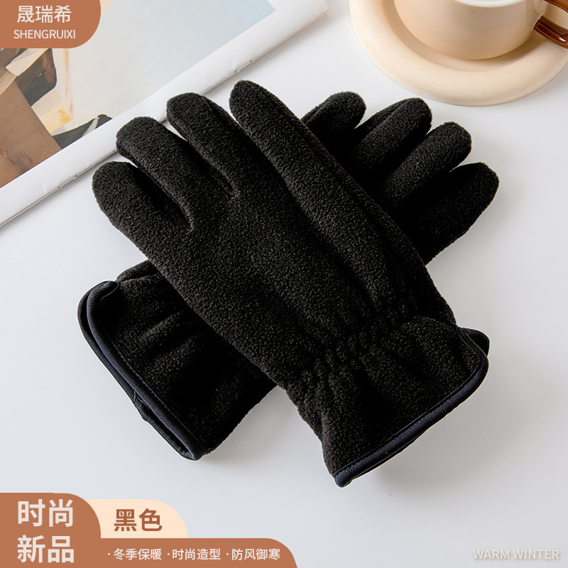 男士德绒手套防风保暖触屏手套开车骑行冬季保暖加厚加绒手套|undefined