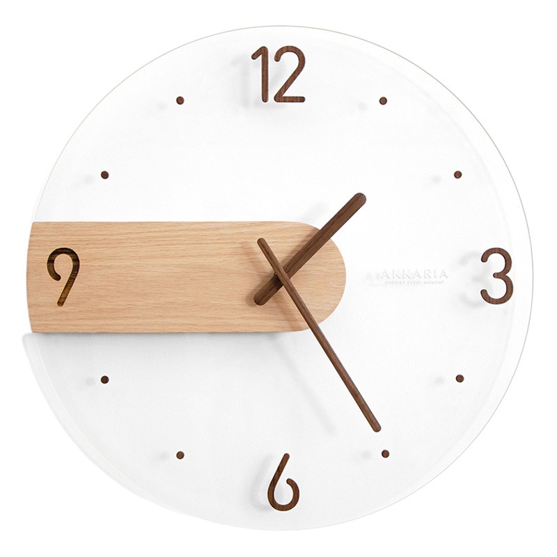 Simple Reloj de Pared Nórdico creativo de madera maciza de cristal acrílico hogar sala de estar Reloj de Pared Reloj decorativo