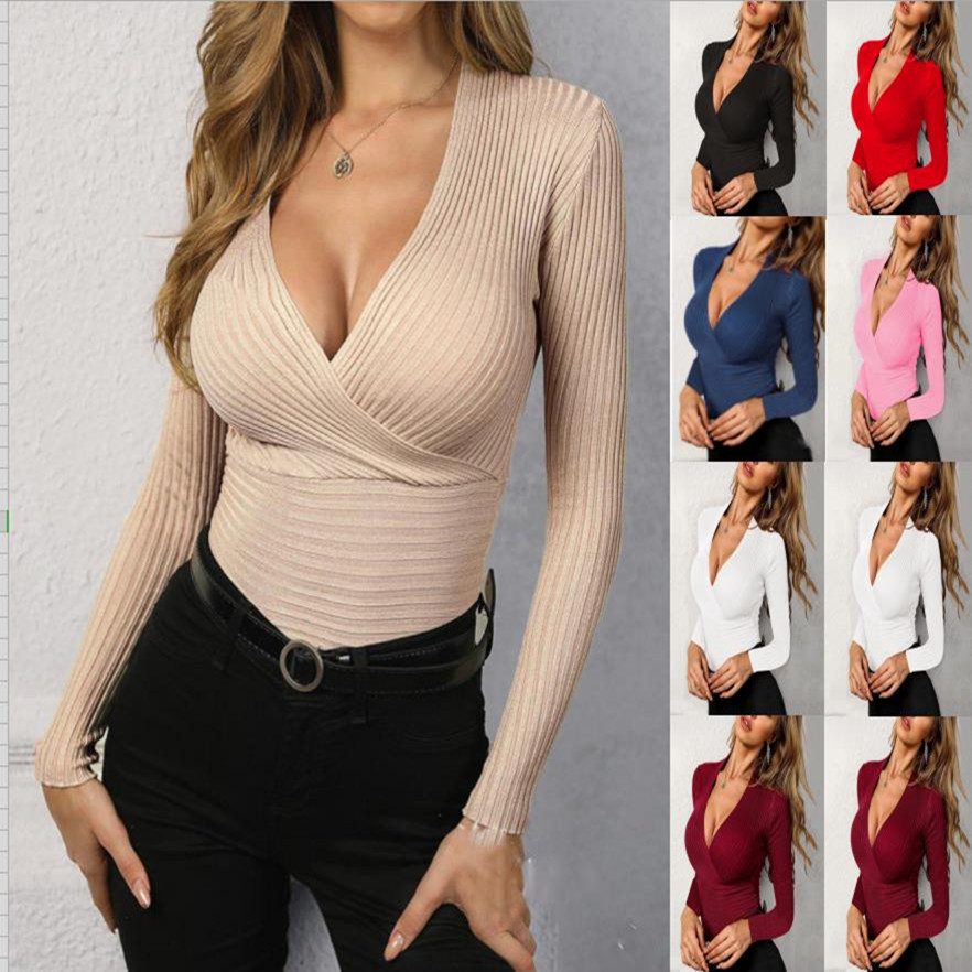 Femmes T-shirt Manche Longue T-shirts Sexy Couleur Unie display picture 1