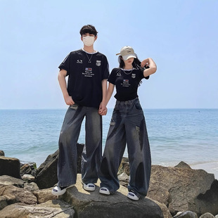 Summer Pure Cotton Short-Sleeved T-Shirts for Couples, Lazy Loose Niche Design Tops for Men and Women, Student Trendy Brand Class Uniforms