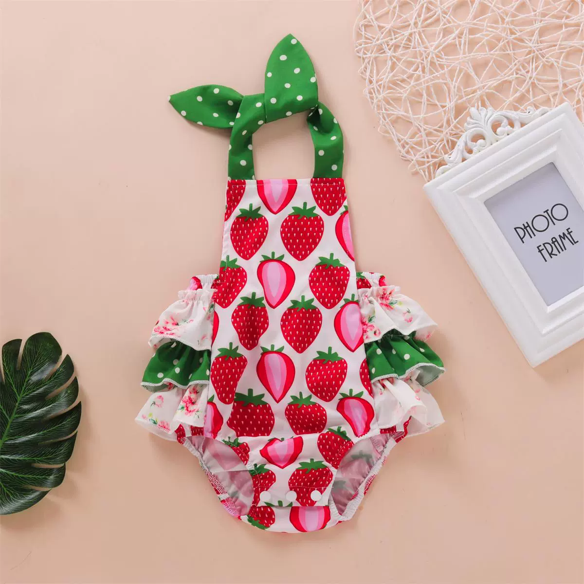 Летний милый клубничка для детской bodysuit, утягивающий эффект