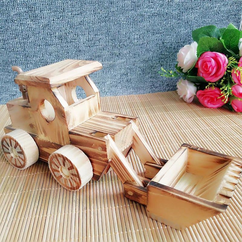 メーカー現物手作り玩具車模型消防車運搬車工事車観光地区木造工芸品バッチ|undefined