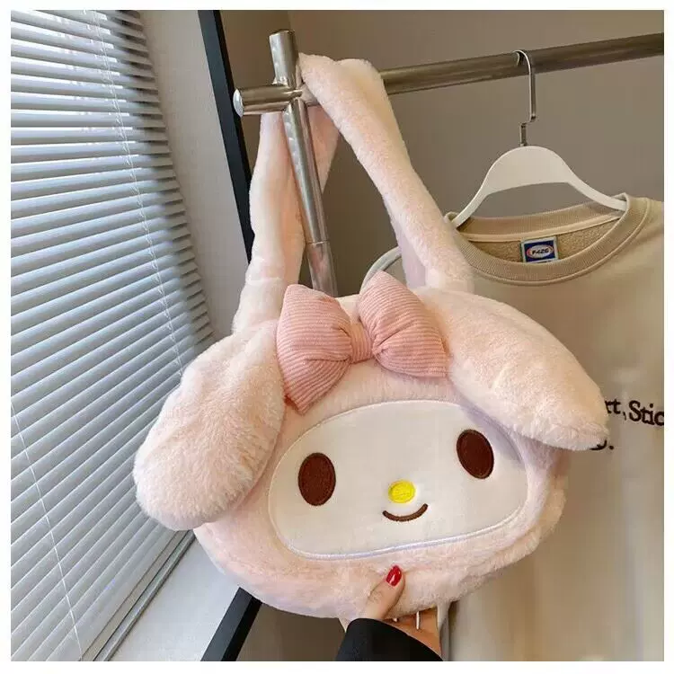 百搭大容量毛绒单肩包包女新款库洛米手提包搞怪卡通包毛绒玩具厂