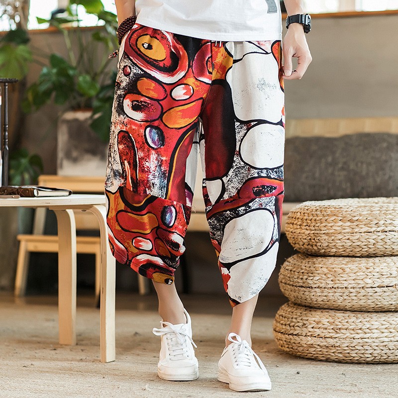 Tailandia elefante pantalones de los hombres de estilo chino de gran tamaño pantalones recortadas marca de moda tailandesa playa pantalones Myanmar Dai rábano pantalones cortos