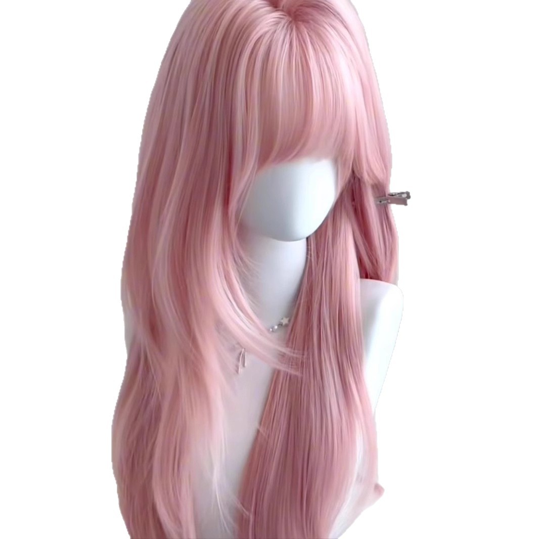 Koni rožinis perukas moterims – ilgas perukas su visa galva, skirtas Cosplay, Lolita ir kostiumams