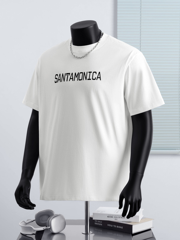 アメリカンレトロな夏のインナーシャツ、カジュアルTシャツ、トレンドブランドメンズ半袖、シンプルな植毛トップス、純綿吸汗シャツ|undefined