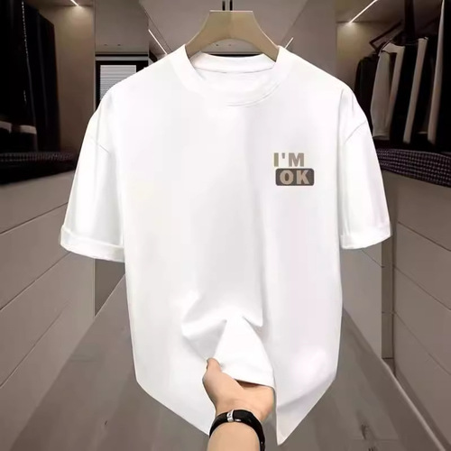 Summer Top Black Ice Silk T Hong Style Unisex T-Shirt Versatile Simple Top Couple Set Men and Women Same Style Short Sleeve Trendy