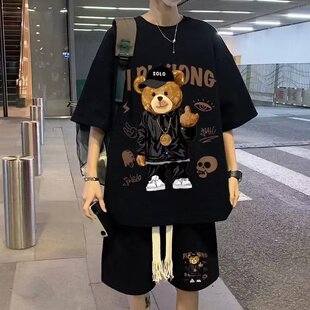 Waffle Casual Suit Fashionable Literary T-Shirt Summer Harajuku Ins Five-Quarter Sleeve Trendyy Japanese Style Five-Quarter Pants