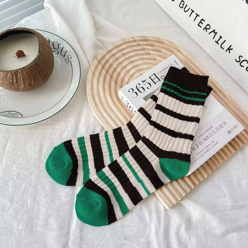 Unisex Japanese Style Stripe Cotton Crew Socks A Pair display picture 18